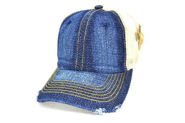 HD-003 PLAIN HERRINGBONE DENIM MSEH DENIM/KHAKI MESH